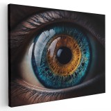 Tablou canvas univers reflectat in ochi uman, galben, albastru 1140 Tablou canvas pe panza CU RAMA 50x70 cm