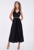 Rochie eleganta neagra midi fara maneci Alice - S(36)
