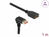 Cablu prelungitor Displayport 8K60Hz/4K240Hz HDR unghi jos/drept T-M 1m, Delock 87087