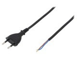 Cablu 2x0,75mm2 CEE 7/16 cu mufă PVC 1,5m negru