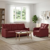 Set de canapea 2 pcs Rosu Vin Piele artificiala