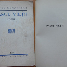 Paula Manolescu , Pasul vietii , Poeme , 1938 , prima editie