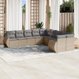 vidaXL Set canapele de grădină cu perne, 10 piese, bej, poliratan 3254246