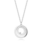 Colier din argint 925 - conturul unui cerc cu o buclă &icirc;n interior, diamant transparent