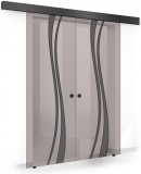 Usa culisanta Boss &reg; Duo Black model Play negru, 90+90x215 cm, sticla bronz securizata, glisanta in ambele directii