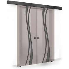 Usa culisanta Boss &reg; Duo Black model Play negru, 60+60x215 cm, sticla bronz securizata, glisanta in ambele directii