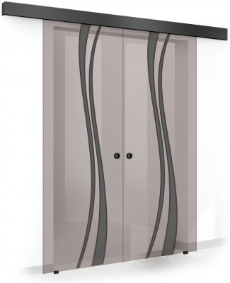 Usa culisanta Boss &amp;reg; Duo Black model Play negru, 60+60x215 cm, sticla bronz securizata, glisanta in ambele directii foto