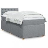 VidaXL Pat box spring cu saltea, gri deschis, 90x200 cm, textil 3286577