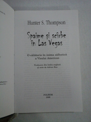 SPAIME SI SCIRBE IN LAS VEGAS (roman) - Hunter S. THOMPSON foto