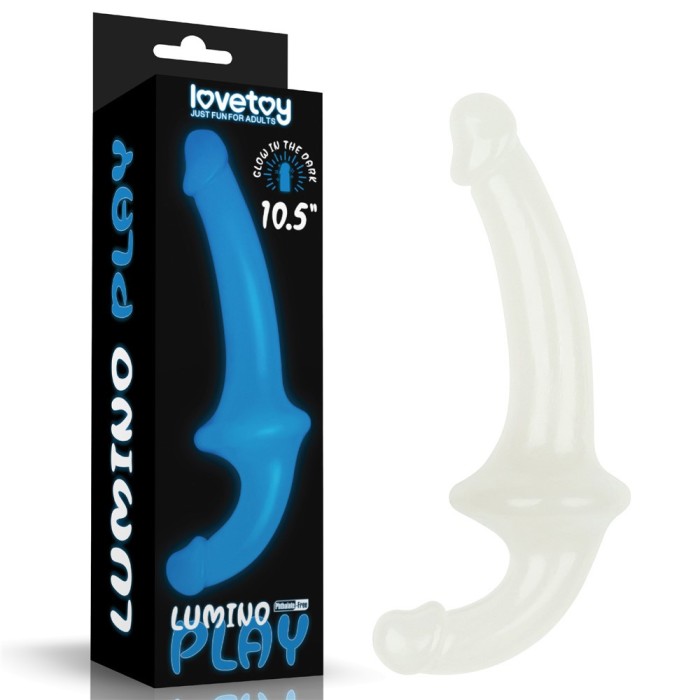 Strap-On Strapless Lumino Play Glow in the Dark, TPE, Alb, 26 cm