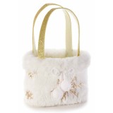 Gentuta din textil alb auriu model Craciun II 17x9x12/25 cm