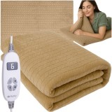 Patura electrica dubla 180 x 130 cm, telecomanda, 10 moduri, poliester moale, bej