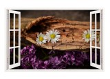 Sticker decorativ, Fereastra 3D, Flori, 85 cm, 304STK, natura si peisaje