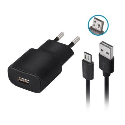 Incarcator Universal 2A + Cablu MicroUSB (Negru) Forever TC-01 foto