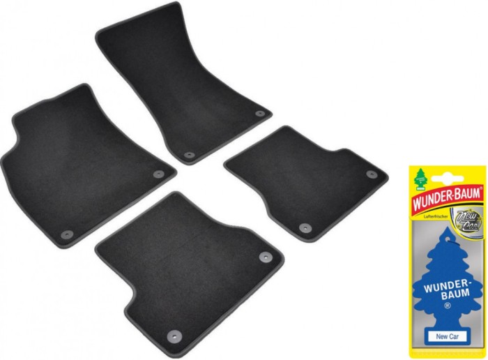 Covorase auto din mocheta Umbrella pentru Audi A6 (2011-2018) + Odorizant Auto Bradut Wunder-Baum New Car