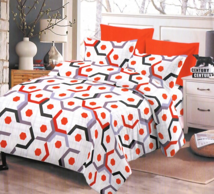 Lenjerie de pat pentru o persoana cu husa de perna patrata, Cabo, bumbac mercerizat, multicolor