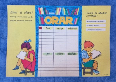 orar scolar vechi 1962 foto