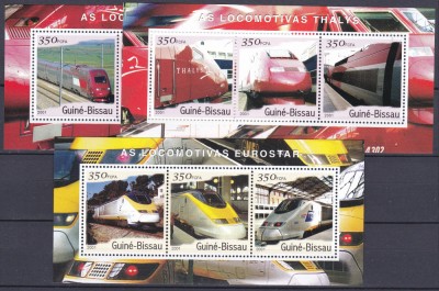 DB1 Transporturi Locomotive Guineea Guinea 3 MS MNH foto