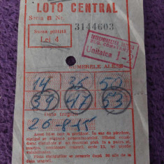 Bilet LOTO f.vechi-intreprinderea LOTERIA,Loto Central-loteria Constanta Uni.1-2