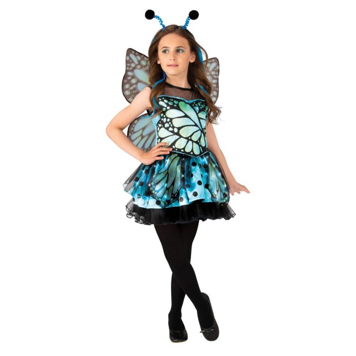 Costum fluture albastru cu lumini pentru fete 2-3 ani 92-98 cm