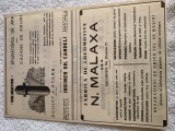 afis original reclama antebelica societati N MALAXA Regalitate Romania .Anii 1930 .Dimensiuni aproximativ format A4