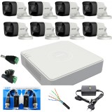 Sistem Supraveghere profesional Hikvision 8 Camere 5MP Turbo HD IR 80, accesorii SafetyGuard Surveillance