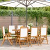 Gossi scaune de gradina rabatabile 8 buc., textil alb crem/lemn masiv