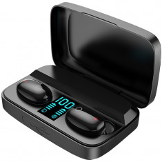 Casti wireless Earbuds A10s, Bluetooth 5.0, X-Bass, Powerbank 1800mAh, Afisaj, Touch, HiFi TWS, Black foto