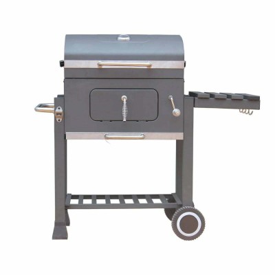 Gratar Memphis cu grill de fonta, cenusar, desfacator de bere si roti, gri, Tarrington House, 114x107x68 cm foto