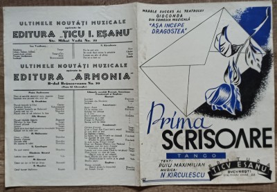 Prima scrisoare// partitura foto