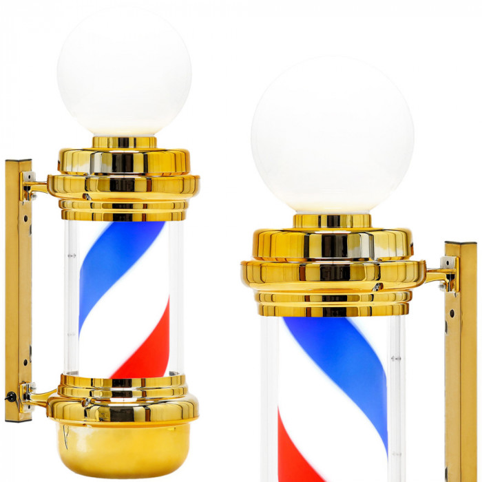 Lampă iluminată cilidrică model Barber Pole auriu 68cm
