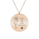 Charlotte - Colier personalizat educatoare din argint 925 placat cu aur roz, Bijubox