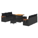 vidaXL Set de canapele pentru grădină cu pernă 9 pcs Negru 3363124