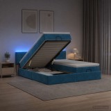 Cumpara ieftin Pat Ottoman cu Saltea si LED Albastru inchis 180 x 200 cm