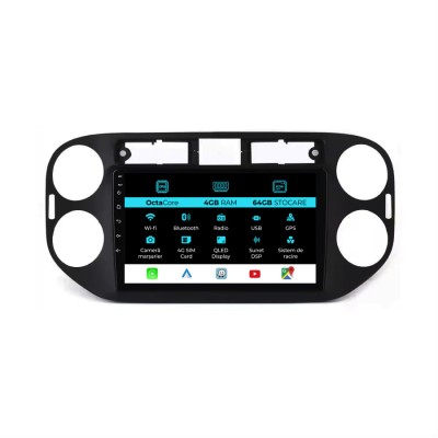 Navigatie Android Dedicata Volkswagen Tiguan (2011-2016), 9Inch, 4Gb Ram, 64Gb Stocare, Carplay foto
