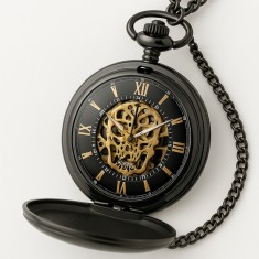 Gorben P186 Ceas de Buzunar Mecanic Retro Skeleton, Hand Wind, Lant, Roman