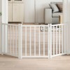 VidaXL Poartă pentru c&acirc;ini pliabilă 3 panouri, alb, 150 cm, lemn brad 352276