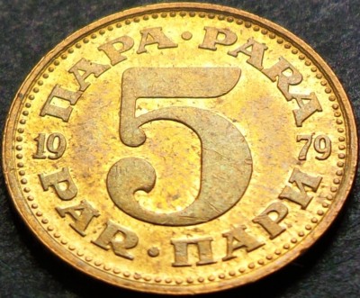 Moneda 5 PARA - RSF YUGOSLAVIA, anul 1979 * cod 970 foto