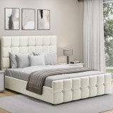 Pat Metropol 160x200 cm Lada Depozitare Tapitat Ivory Somiera Inclusa