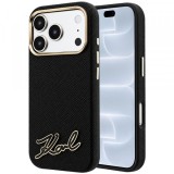 Husa MagSafe pentru Apple iPhone 18 Pro / 17 Pro, Karl Lagerfeld, Grained Resin Sign Logo, Neagra