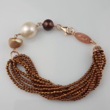 Cumpara ieftin Brățară Damă Infinity Hematit Natural Bronz &amp; Perle Cultură Argint 925 Placat Aur Roz Ajustabilă 17-23cm Cadou