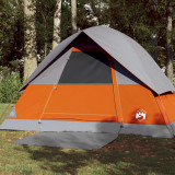 VidaXL Cort de camping cupolă 3 persoane, gri/portocaliu, impermeabil