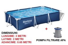 Piscina cu cadru metalic dreptunghiulara 300 cm X 200 cm X 66cm