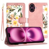 Husa Flip Techsuit pentru iPhone 16 Plus, Piele Ecologica TPU, Roz, Flori