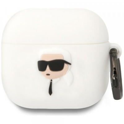 Husa Karl Lagerfeld 3D NFT Karl&amp;#039;s Head pentru Apple AirPods 4, Alba foto