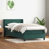 VidaXL Pat box spring cu saltea, verde &icirc;nchis, 80x220 cm, catifea 3318054