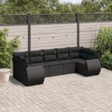 Cumpara ieftin Set canapele de grădină cu perne, 7 piese, negru, poliratan