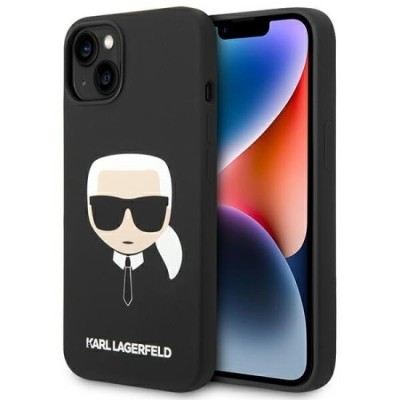 Husa pentru iPhone 15 Plus / iPhone 14 Plus - Karl Lagerfeld Silicone MagSafe (KLHMP14MSLKHBK) - Karl`s Head foto