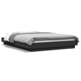 VidaXL Cadru de pat cu lumini LED, negru, 140x190 cm, lemn prelucrat