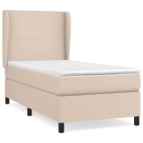 Cumpara ieftin Pat box spring cu saltea, cappuccino, 90x190 cm piele ecologica